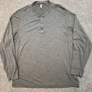 Ibex 100% Merino Wool Henley Shirt Mens XL Long Sleeve Base Layer Made in USA